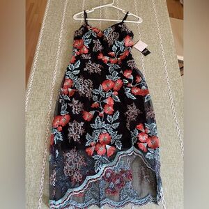 GUESS Floral Embroidered Dress Fishtail Midi Size 0